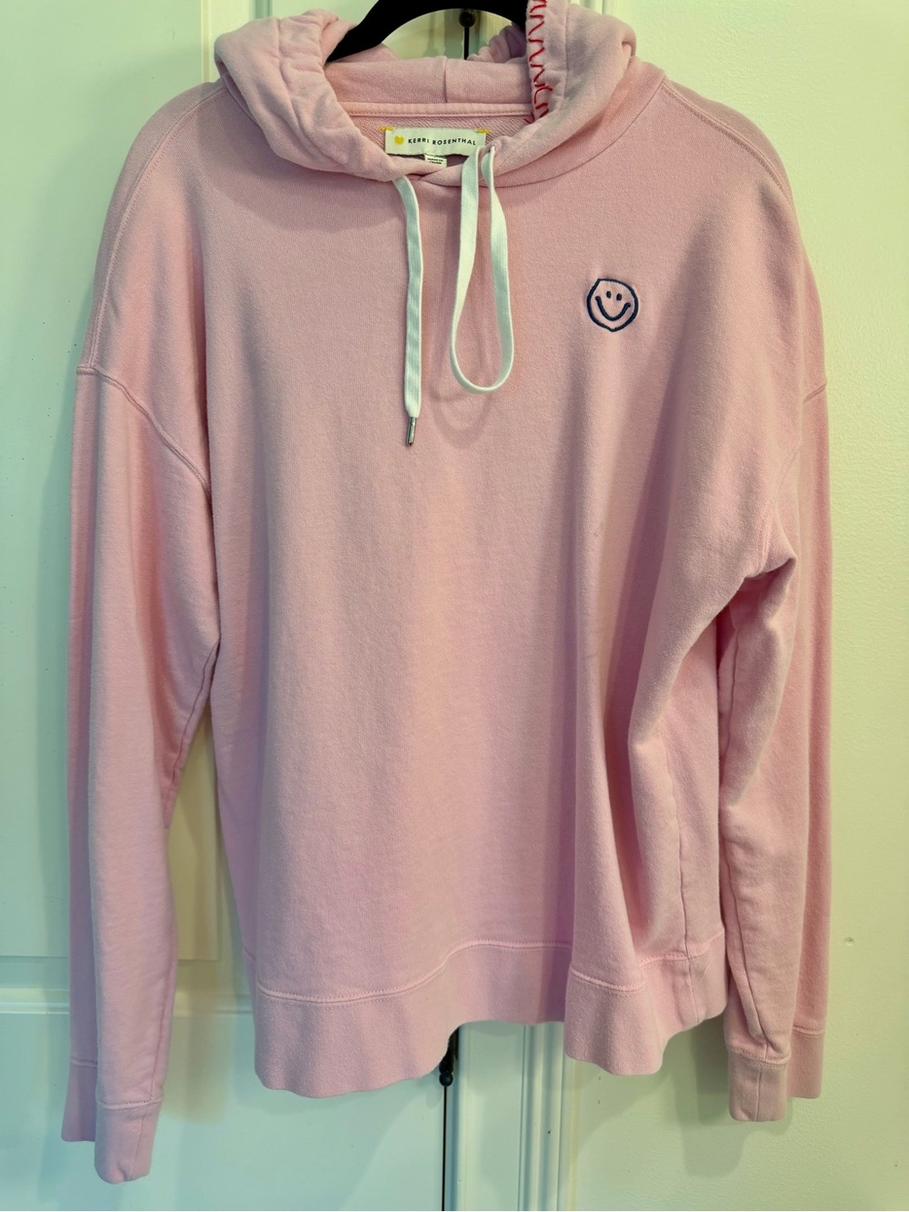 Kerri Rosenthal Pink Smiley Hoodie Sweatshirt